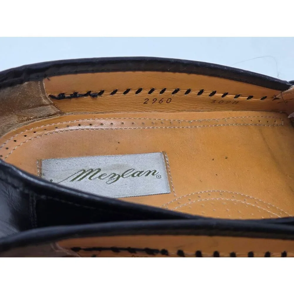 MEZLAN BLACK DEERSKIN LEATHER EMBELLISHED MOC TOE LOAFER MENS SIZE 9.5 M